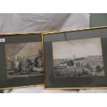 2 Gilt framed black and white prints of St James Church,