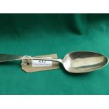 Late 18th century silver serving spoon (hallmark illegible,