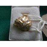 Yellow metal cocktail ring signed Elanza (size Q)