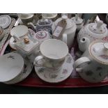 Selection of 7 various china teapots from popular factories including Sadler, Tuscan china,