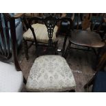 Low mahogany framed hall chair,