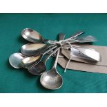 Selection of 5 silver long handled condiment spoons and another