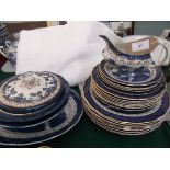 Booths real old willow pattern blue and white part dinner service (matching previous lot) incl.