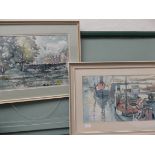 Pair of cream framed watercolours each by M.B.