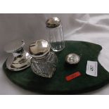 2 small glass dressing table storage jars each with glass top (Birmingham 1911 and 1921),