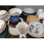 Magpie lot of various wooden and porcelain bowls from various factories including Beswick and
