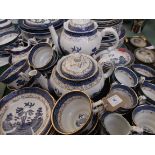 Booths real old willow pattern blue and white part tea and coffee service incl.