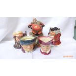 Victorian Toby jug, 3 small Royal Doulton character jugs, 'Tony Miller', 'The Cardinal' 'W.G.