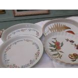 Royal Worcester fine oven china 'English Garden' circular dish, matching oval dish (1 chip),