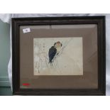 Oriental print of a pair of love birds in dark oak frame