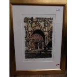 Limited Edition gilt framed print by Barry Gray 'Sunlight and shadow' of the Judgement Porch at