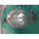 Decorative Edwardian conical glass lamp fitting with metal attachments