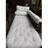 Fine mahogany framed Victorian chaise longue, the padded arms,