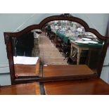 Arched rectangular mahogany framed bevel edged wall mirror