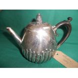 Silver tea pot with black bean handle (London 1885 - in all 6 1/2 ozs)