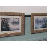 Pair of cream and gilt framed prints,