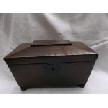 Mahogany tea caddy box on bun feet