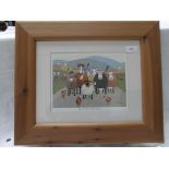 Modern comical print ' Ewe U never walk alone' signed Thomas Joseph all in pine frame