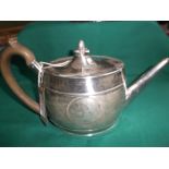 Georgian silver tea pot with brown bone handle (in all 14oz's),