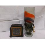 Art Deco table lamp holder and a Smiths electric mantelclock in brown bakerlite case