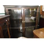 Large free standing Victorian mahogany display cupboard fitted double glazed panels to front and