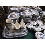 Adams blue and white landscape part dinner service (matching the previous lot) incl.