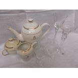 3 piece white ground Queens Golden Jubilee tea set incl.