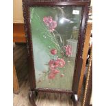 Dark oak framed fire screen,