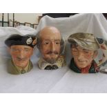 3 large Royal Doulton character jugs, 'The Poacher' (D6429),