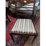 Single modern inlaid dining chair with stripped regency style padded seat
