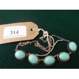 Silver 5 stone turquoise necklace