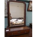 Mahogany framed rectangular toilet mirror inset gilt surround,