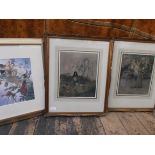 3 large gilt framed coloured fairy prints