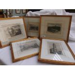 10 gilt framed coloured prints of scenes of early Lincolnshire scenes, buildings etc.