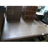 Large oak rectangular topped dining table,