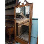 Edwardian inlaid mahogany bevel edged cheval mirror on splayed brass claw feet on castors (the