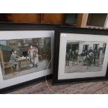 Pair of oak framed coloured Cecil Aldin Pickwick prints