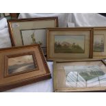 3 gilt framed coloured landscape prints,
