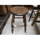 Oak stool on 4 splayed turned feet