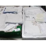 2 boxes of crotched and embroidered table linen etc