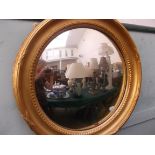 Fine gilt framed circular convex mirror