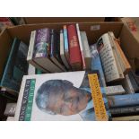 Box of books on mixed subjects incl. biographies, guide books etc.