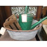 Oval galvanised 'Covent Garden' metal container, wooden garden box,