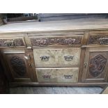 Sideboard in mixed woods incl. ornately carved and inlaid front incl.