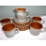 Part green and brown Aynsley stoneware coffee set