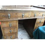 WALNUT KNEEHOLE LADIES WRITING DESK WITH 3 PEDESTAL DRAWERS TO EITHER SIDE TO THE 2 UPPER ALL WITH