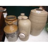 Further stoneware items incl. 2 hot water bottles and a cider keg ex.