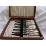 Box of 12 foreign silver handled tea knives