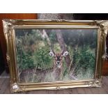 Copy oil on canvas of a Antelope in ornate gilt frame (Guide Price £10-£15)