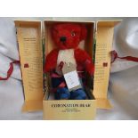 Red, white and blue Merryweather Coronation Bear in original box,